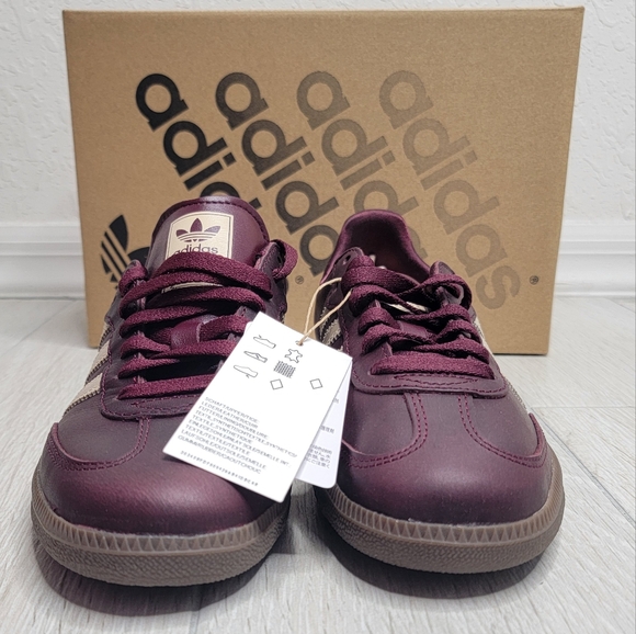 ADIDAS Sambas OG Sneakers In Maroon / Crystal Sand / Gold Metallic NWT 6.5. - Picture 6 of 16